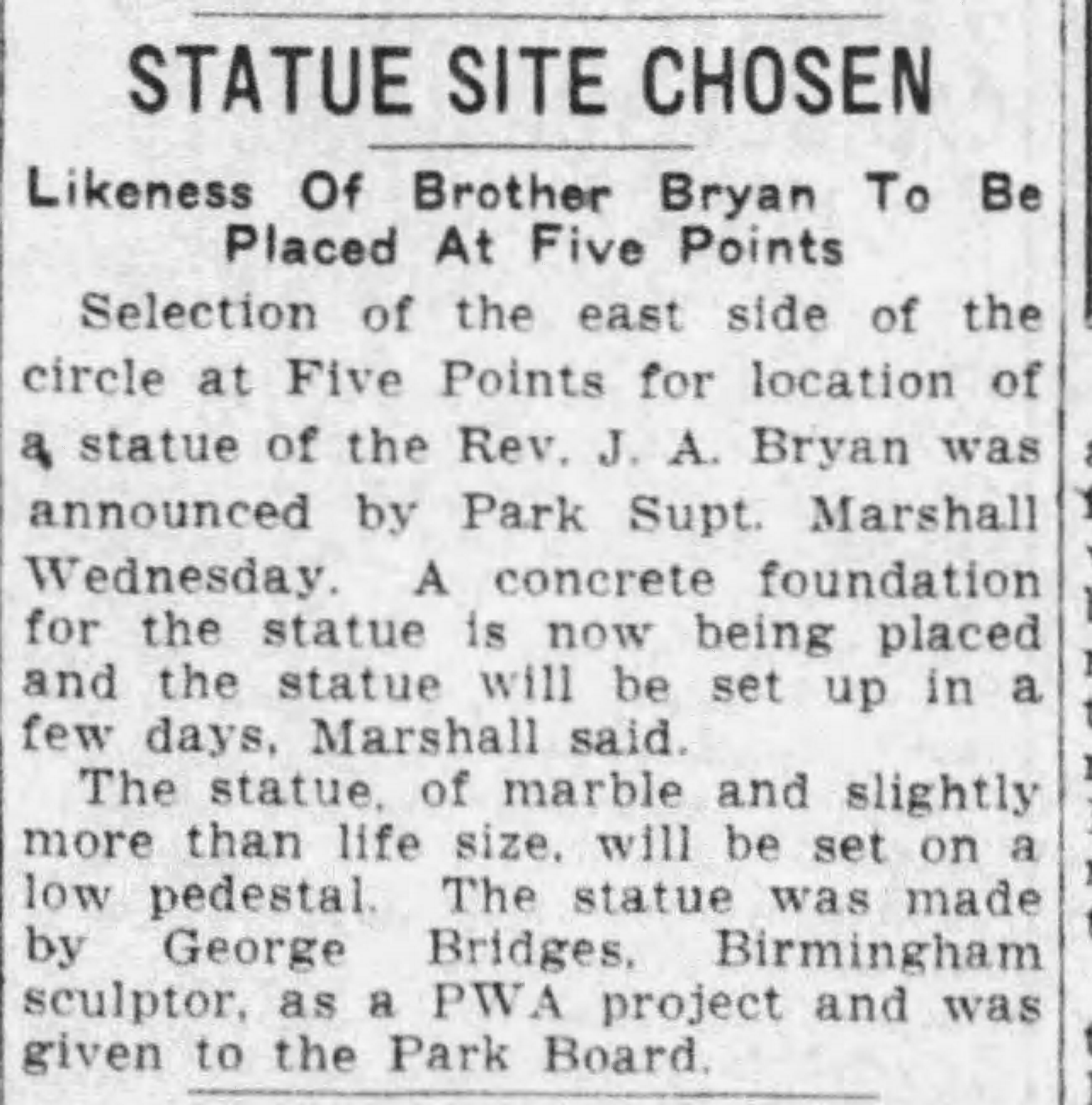 Statue Site Chose